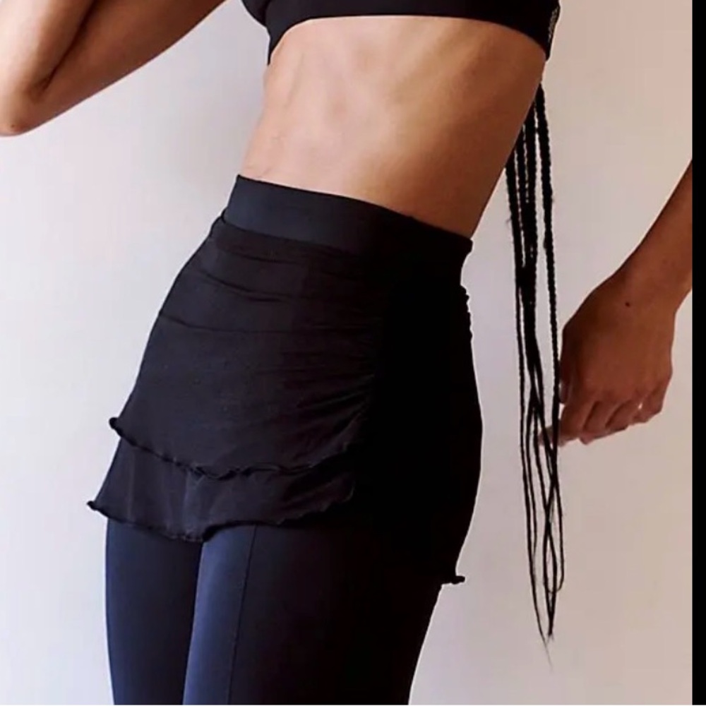 Free People Movement Black  Little Bit Of Love Wrap Leggings Skirt layer